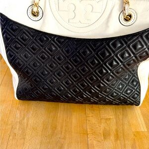 Tory Burch Fleming Quilted Colorblock Tote